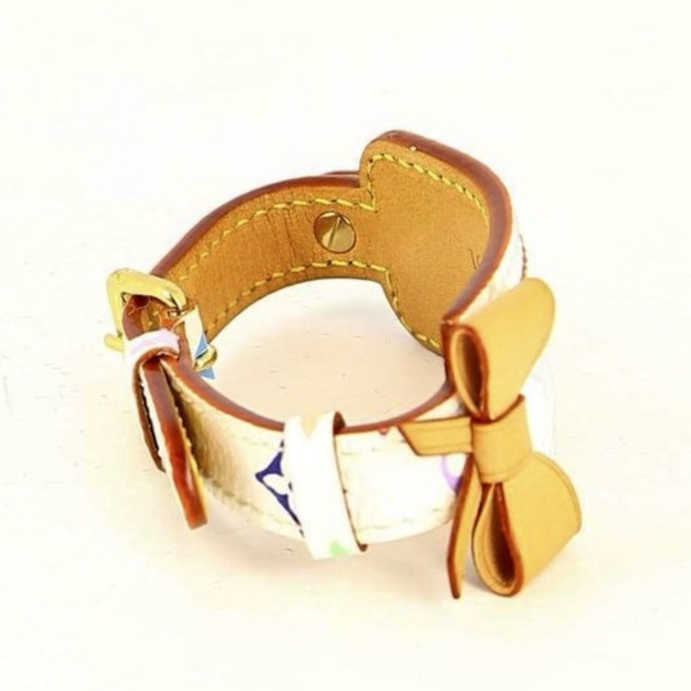 Louis Vuitton White Murakami Monogram ID Bracelet with Gold Hardware - Picture 9 of 11